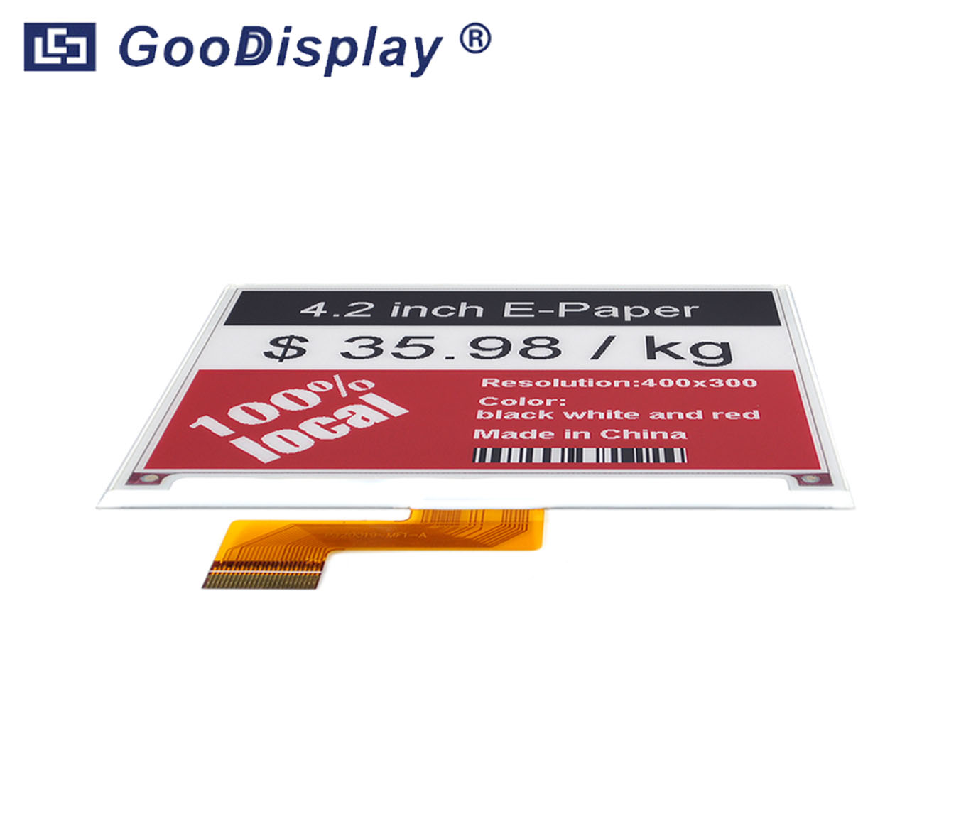 environ 10.67 cm e-papier Trois Couleur E-LNK Display Serial PERIPHERAL INTERFACE Interface 400x300 résolution 4.2 in